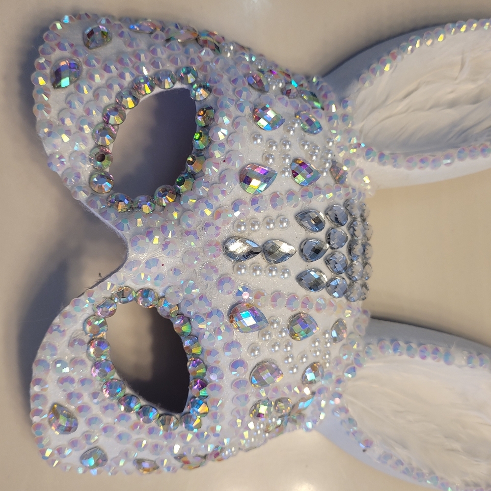 Bunny Bling Mask Dazzling Acrylic Pearls & Crystals - Picture 9 of 16